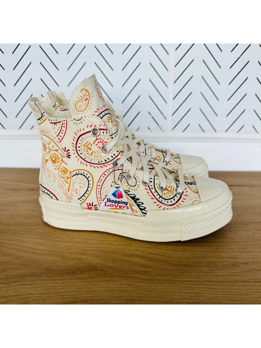 ⭐Converse Chuck 70 Plus Hi Sz 8 Mens Shoes Beige Floral Paisley Sneakers A08172C
